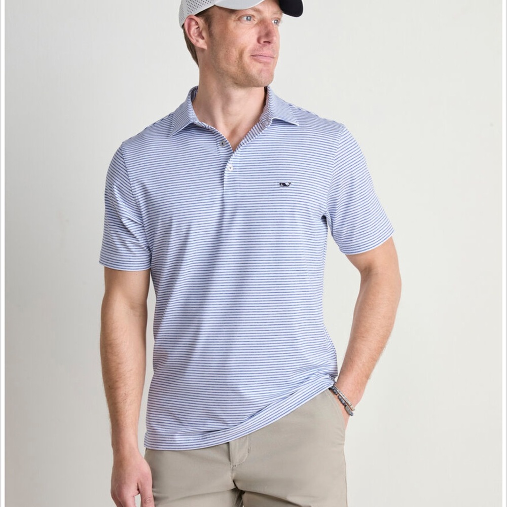 Vineyard Vines Performance Bradley Stripe Sankaty Polo